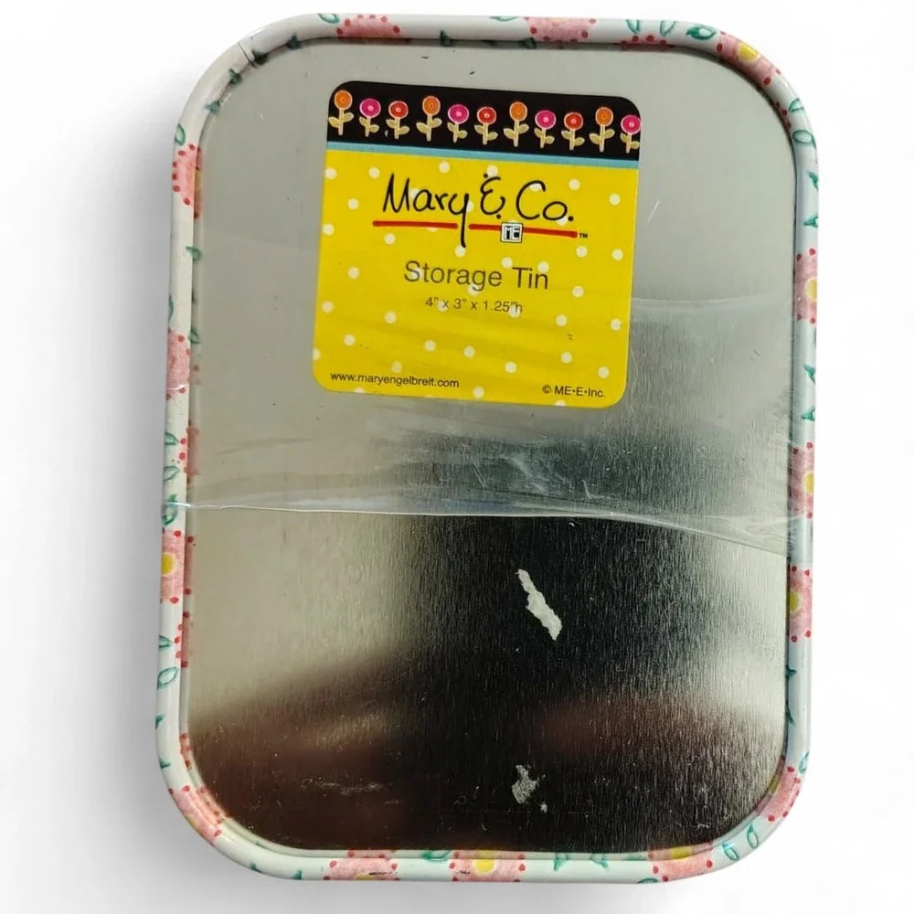 Mary Engelbreit Happy Day Storage Tin Box Girl Dog Garden Watering Can 4x3 Small